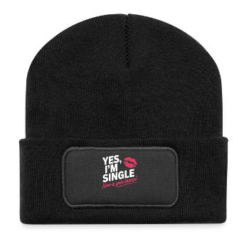 , je suis célibataire maintenant c’est votre chance de sortir avec des célibataires - Beanie recyclé à patch - noir - Devant