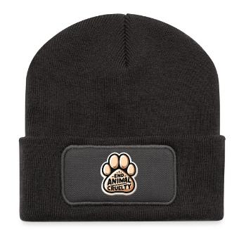 Against animal cruelty - Recycled Patch Beanie - dark grey - Front