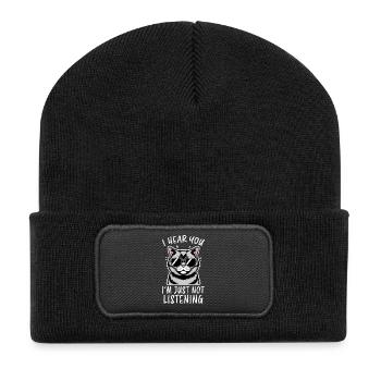 British Shorthair Saying Funny Cats Gift - Recycled Patch Beanie - black - Front