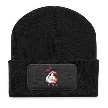 Schlaf? Was Ist Das? Meerschweinchen Muttertag - Recycelte Patch Beanie - Schwarz - Vorne
