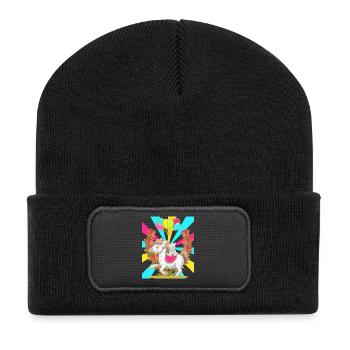 Kinder Retro Geburtstag Pferd Teddy Luftballons - Recycelte Patch Beanie - Schwarz - Vorne