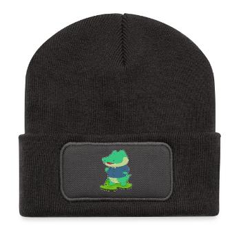 Crocodile Groom Jacket Wedding - Recycled Patch Beanie - dark grey - Front