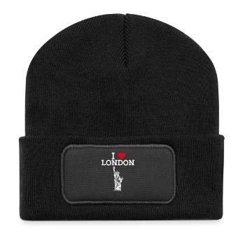 J’aime Londres Statue De La Liberté Angleterre Coeur Drapeau - Beanie recyclé à patch - noir - Devant