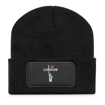 I Love London Statue Of Liberty Cool England Flag - Recycled Patch Beanie - black - Front
