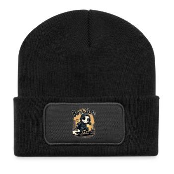 Sensenmann Born to Skate Skater Skateboard - Recycelte Patch Beanie - Schwarz - Vorne