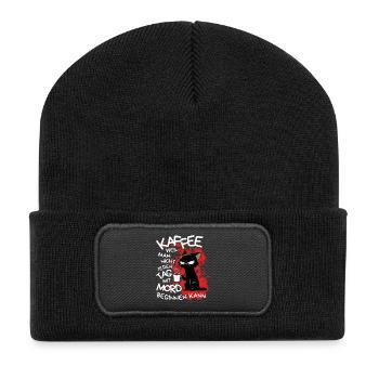 Kaffee kann Mord verhindern – Sarkastische Katze - Recycelte Patch Beanie - Schwarz - Vorne