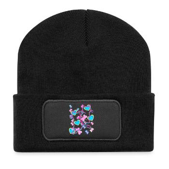 Retro Summer Cat Cats Vintage Kids Child - Recycled Patch Beanie - black - Front