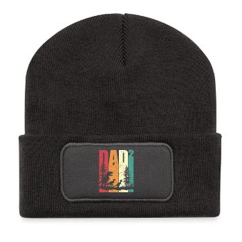 Dino Papa Hoch Zwei Vater Zwei Kindern Vatertag - Recycelte Patch Beanie - Dunkelgrau - Vorne