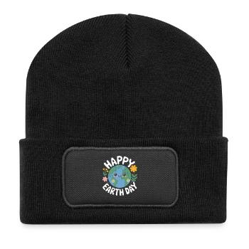 Earth Day - Recycelte Patch Beanie - Schwarz - Vorne