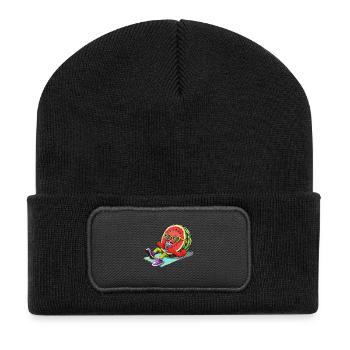 Entspannende Wassermelonen Illustration Sommer - Recycelte Patch Beanie - Schwarz - Vorne