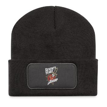Des personnes âgées tatouées vieillissant fièrement, - Beanie recyclé à patch - charbon - Devant