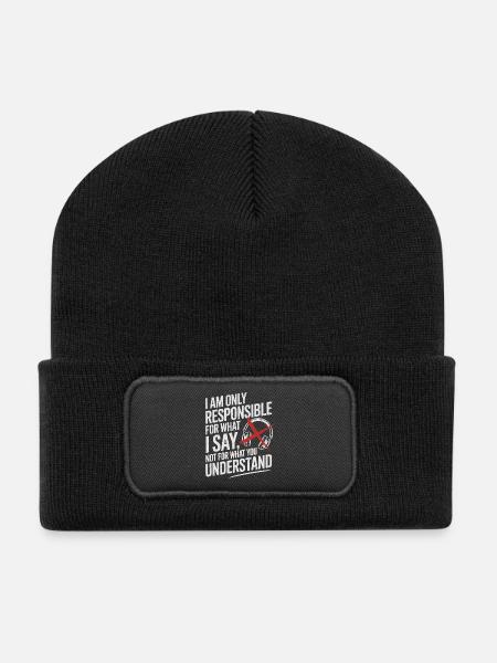 Ich Bin Verantwortlich Für Das Was Ich Sage Lehrer - Recycelte Patch Beanie - Schwarz