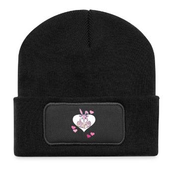 Lapin de Pâques Oeuf de Pâques Oeufs de Pâques Lapin Retro des années 80 des années 90 - Beanie recyclé à patch - noir - Devant