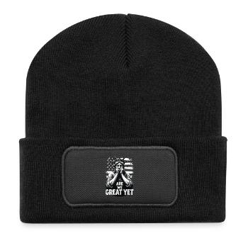 Are We Great Yet Statue of Liberty  America USA - Recycled Patch Beanie - black - Front