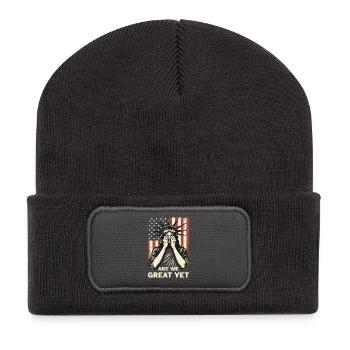 Are We Great Yet Freiheitsstatue  Amerika USA - Recycelte Patch Beanie - Dunkelgrau - Vorne