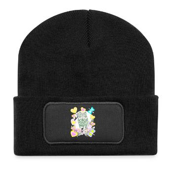 Vintage Retro Wolf Wölfe Kinder Märchen mystisch - Recycelte Patch Beanie - Schwarz - Vorne