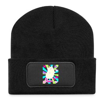 Licorne Licornes Chat Chat Rétro Enfants - Beanie recyclé à patch - noir - Devant