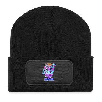 Sleep Is Escape – Schlaf ist der einzige Fluchtweg - Recycelte Patch Beanie - Schwarz - Vorne