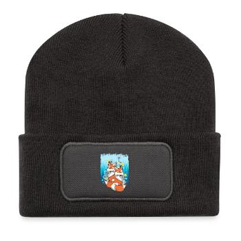 Fuchs Füchse Natur Tierschützer tierlieb Kinder - Recycelte Patch Beanie - Dunkelgrau - Vorne