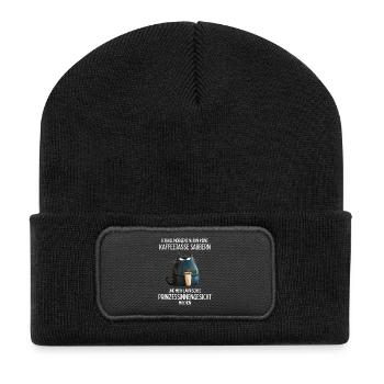 Ich will nur in meine Kaffeetasse sabbern - Recycelte Patch Beanie - Schwarz - Vorne