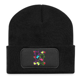 Chats rétro fraise été papillon coeur - Beanie recyclé à patch - noir - Devant