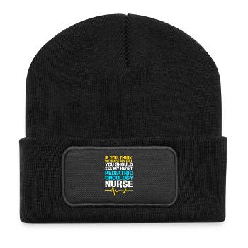 Kinderkrebs Krebs-Überlebender Krebs stinkt - Recycelte Patch Beanie - Schwarz - Vorne