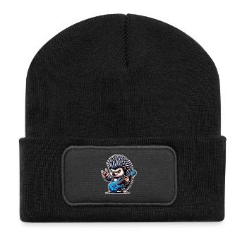 Hedgehog Guitariste de rock and roll - Beanie recyclé à patch - noir - Devant