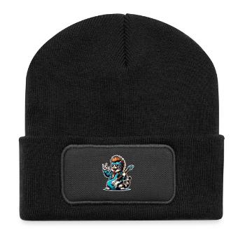 Cat Guitariste de Rock and Roll - Beanie recyclé à patch - noir - Devant