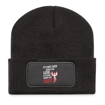 It's Not Over When You Lose Durchhalten Motivation - Recycelte Patch Beanie - Dunkelgrau - Vorne