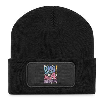 4. Geburtstag Mädchen Das Ist Mein 4. Geburtstag - Recycelte Patch Beanie - Schwarz - Vorne