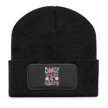 4. Geburtstag Mädchen Das Ist Mein 4. Geburtstag - Recycelte Patch Beanie - Schwarz - Vorne