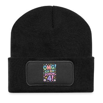 4. Geburtstag Mädchen OMG Ich Bin Schon 4 Jahre - Recycelte Patch Beanie - Schwarz - Vorne