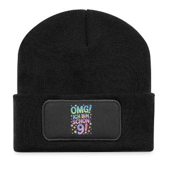 9. Geburtstag Mädchen OMG Ich Bin Schon 9 Jahre - Recycelte Patch Beanie - Schwarz - Vorne