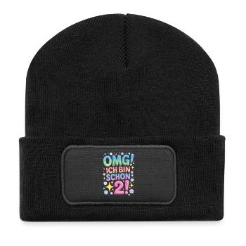 2. Geburtstag Mädchen OMG Ich Bin Schon 2 Jahre - Recycelte Patch Beanie - Schwarz - Vorne