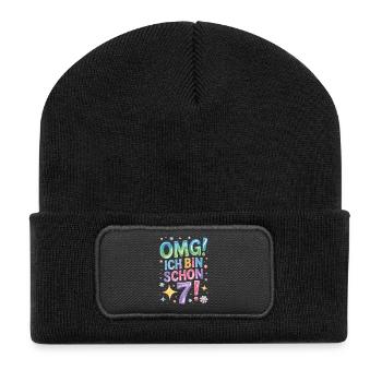 7. Geburtstag Mädchen OMG Ich Bin Schon 7 Jahre - Recycelte Patch Beanie - Schwarz - Vorne