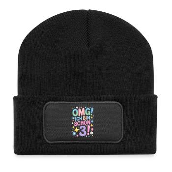 3. Geburtstag Mädchen OMG Ich Bin Schon 3 Jahre - Recycelte Patch Beanie - Schwarz - Vorne