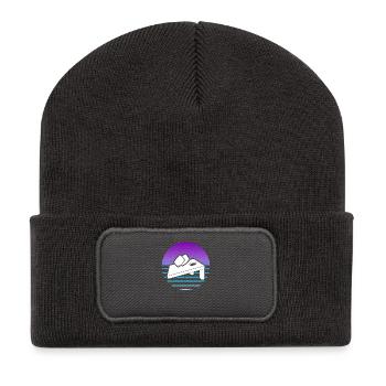 Cornhole Player Design de style rétro - Beanie recyclé à patch - charbon - Devant