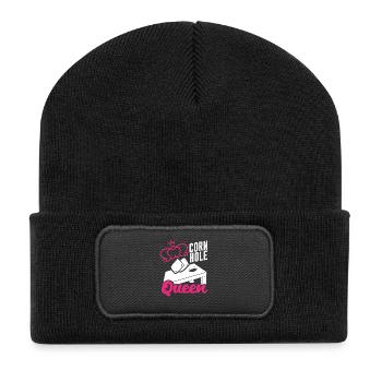 Cornhole Königin Spieler - Recycelte Patch Beanie - Schwarz - Vorne