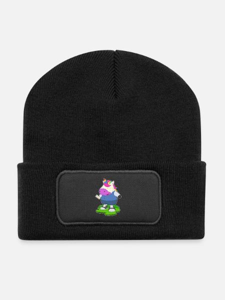 Einhorn Brief - Recycelte Patch Beanie - Schwarz