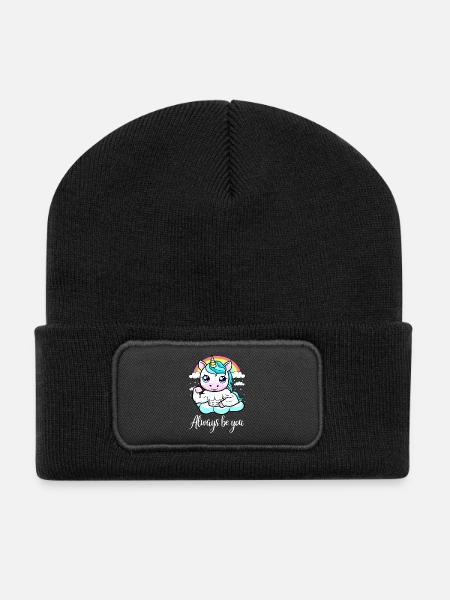 Einhorn Gym Motivation - Always Be You - Recycelte Patch Beanie - Schwarz