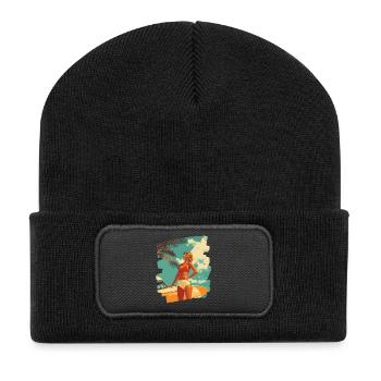 Sommer Sonne Retro - Recycelte Patch Beanie - Schwarz - Vorne