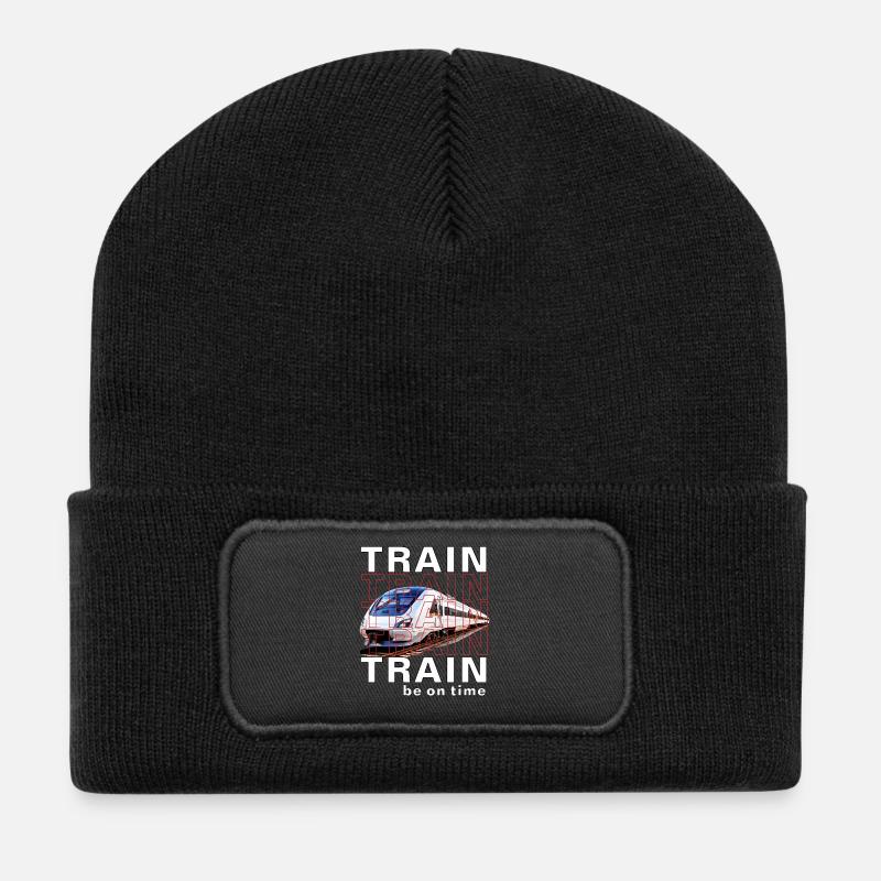 ZUG TRAIN be on time - Recycelte Patch Beanie - Schwarz