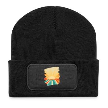 Sommer Sonne Sonnenuntergang - Recycelte Patch Beanie - Schwarz - Vorne