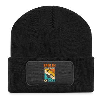 Spielen Ist Was Für Kinder Ich Zocke Gamer - Recycelte Patch Beanie - Schwarz - Vorne