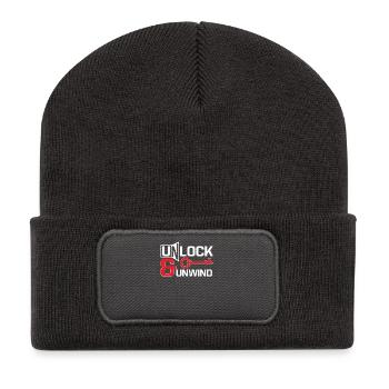 Escape Room Unlock & Unwind - Recycelte Patch Beanie - Dunkelgrau - Vorne