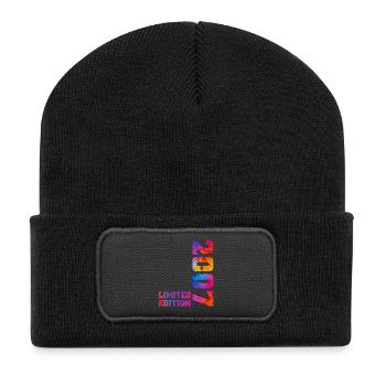 18 years old born in 2007 18th birthday boy girl - Recycled Patch Beanie - black - Front