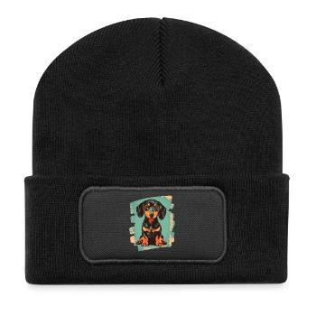 Teckel Dackel - Beanie recyclé à patch - noir - Devant