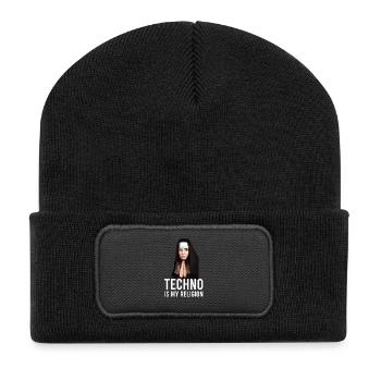 Techno is my religion - Recycled Patch Beanie - black - Front