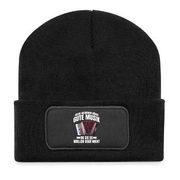 Meine Nachbarn hören gute Musik - Akkordeon Humor - Recycelte Patch Beanie - Schwarz - Vorne