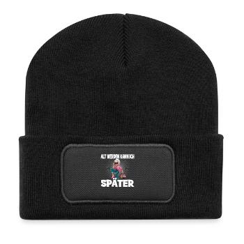 I can grow old later Fashion-conscious grandma - Recycled Patch Beanie - black - Front